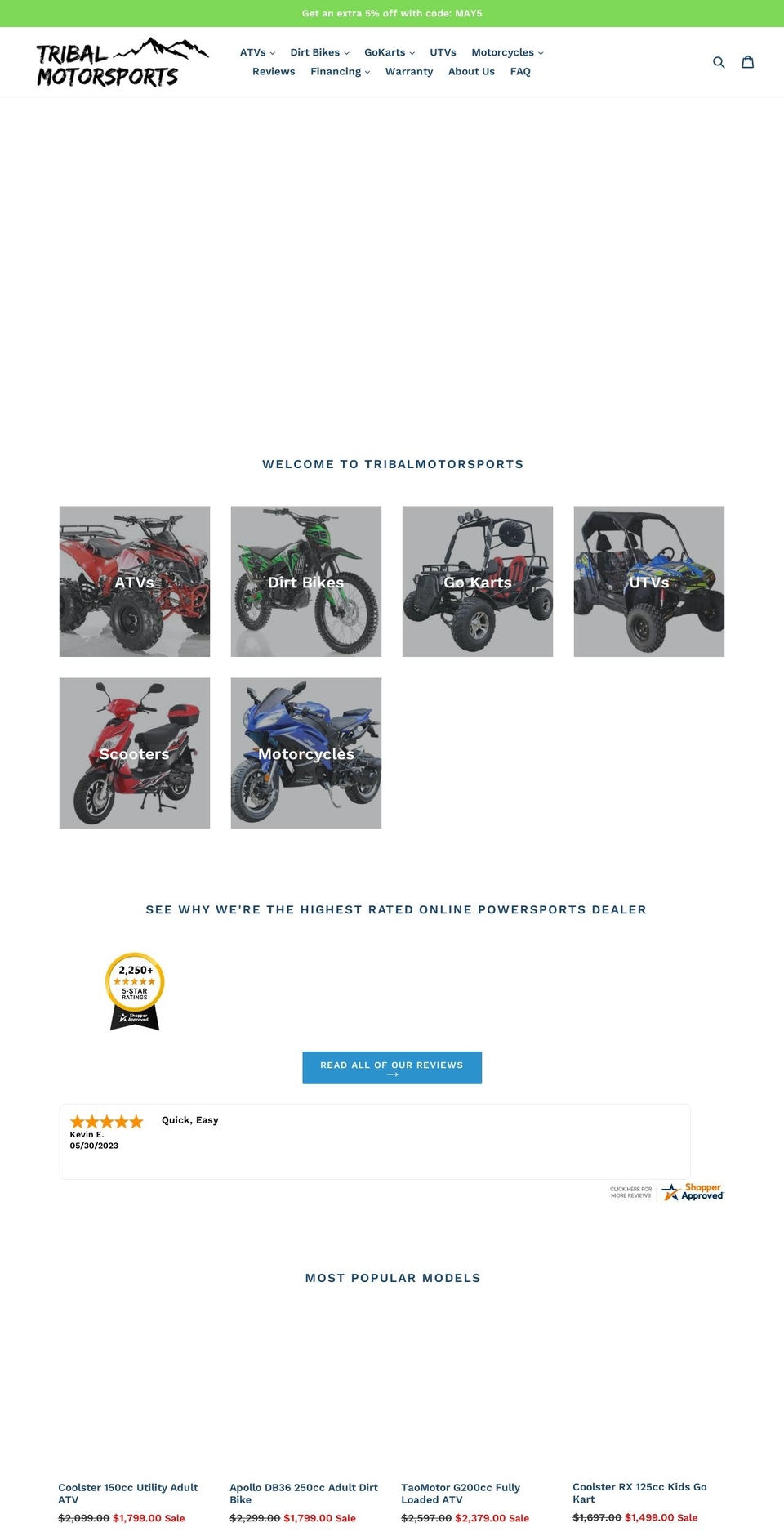 tribalmotorsports.com — Shopify storefront screenshot