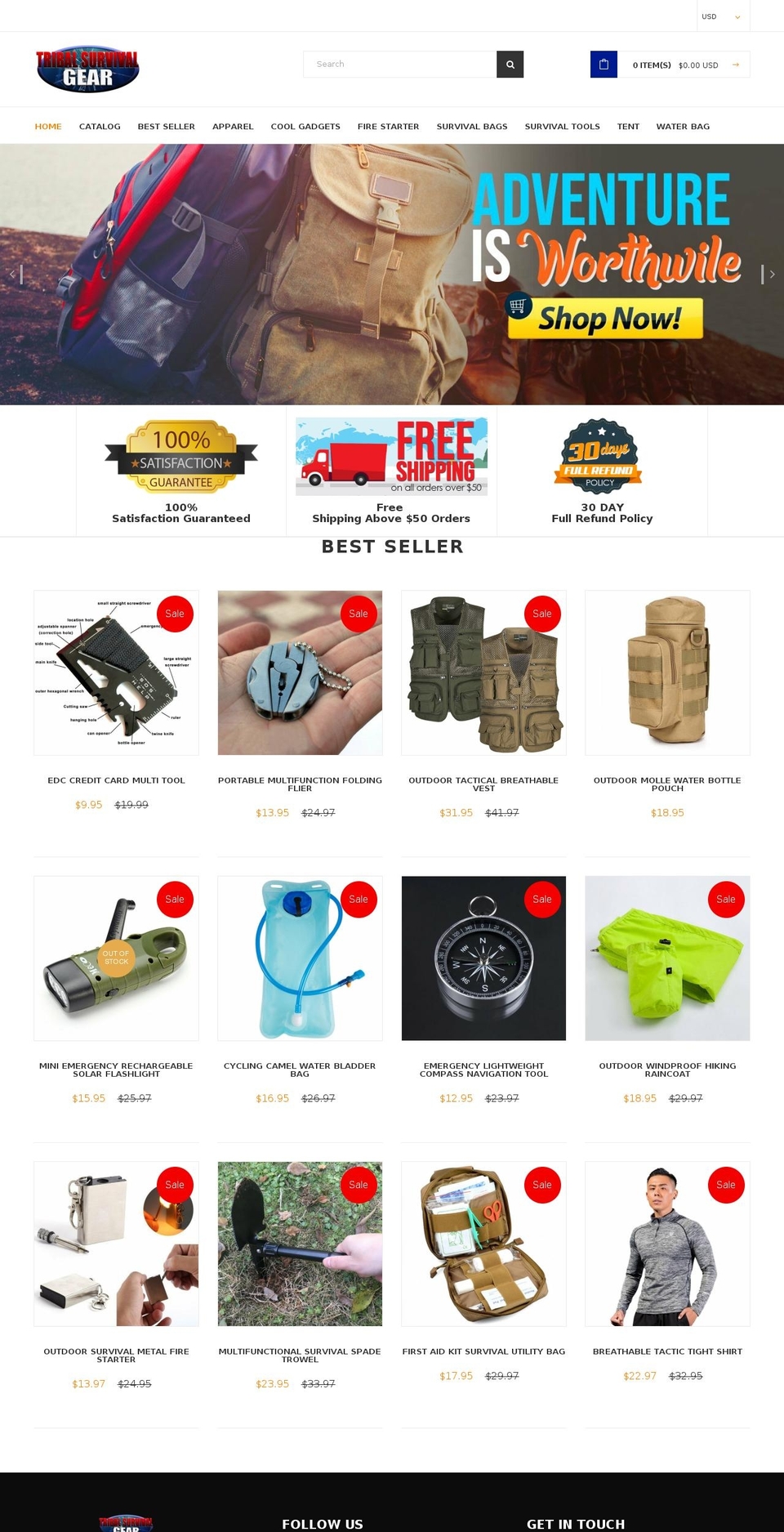 tribalsurvivalgear.com shopify website screenshot