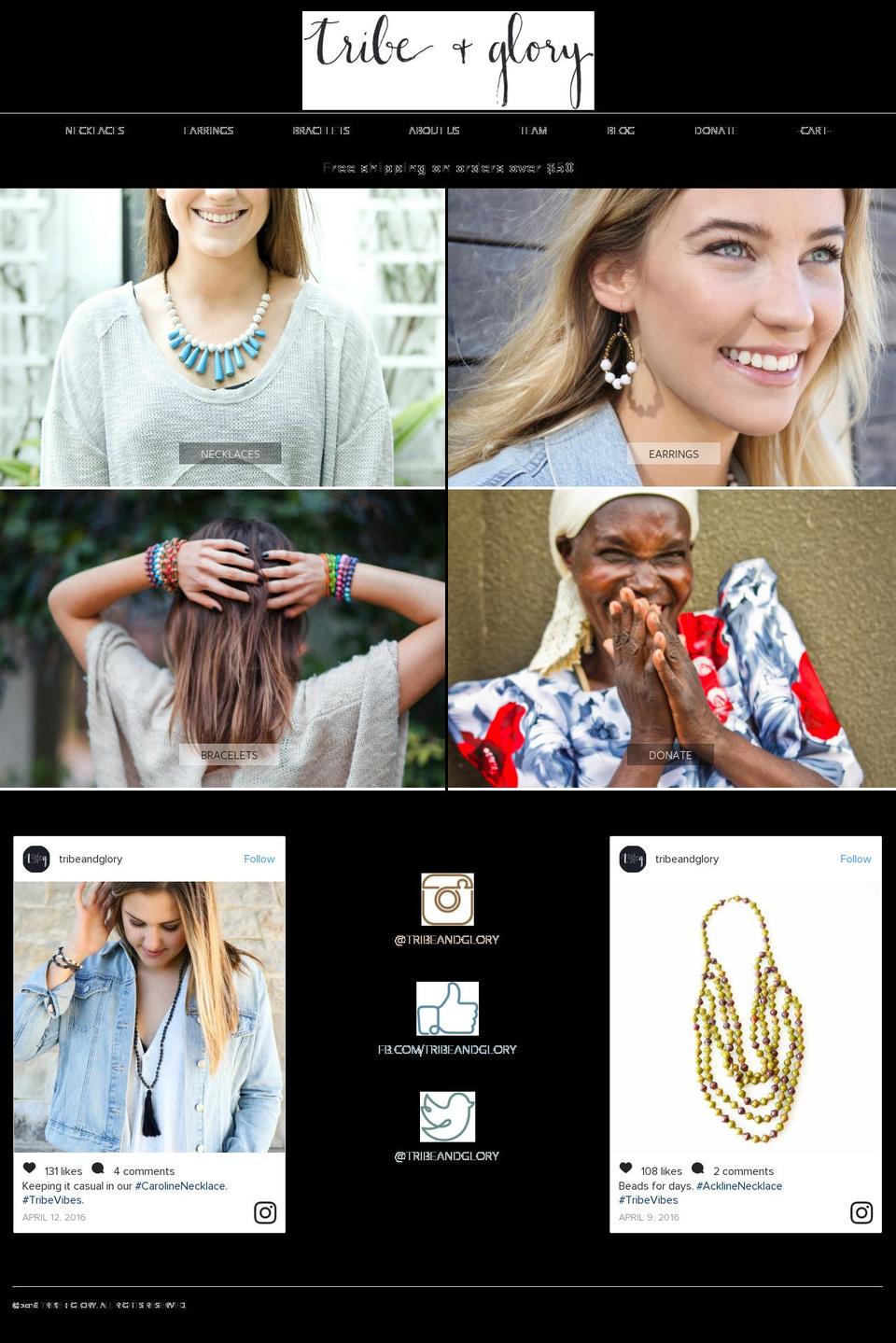 tribeandglory.com shopify website screenshot