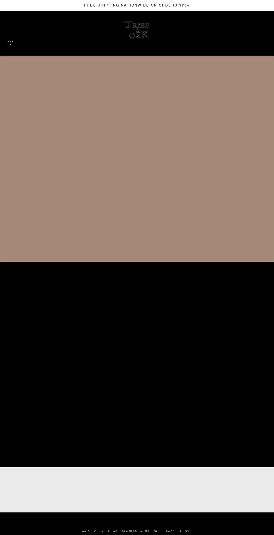 tribeandoakhome.com shopify website screenshot