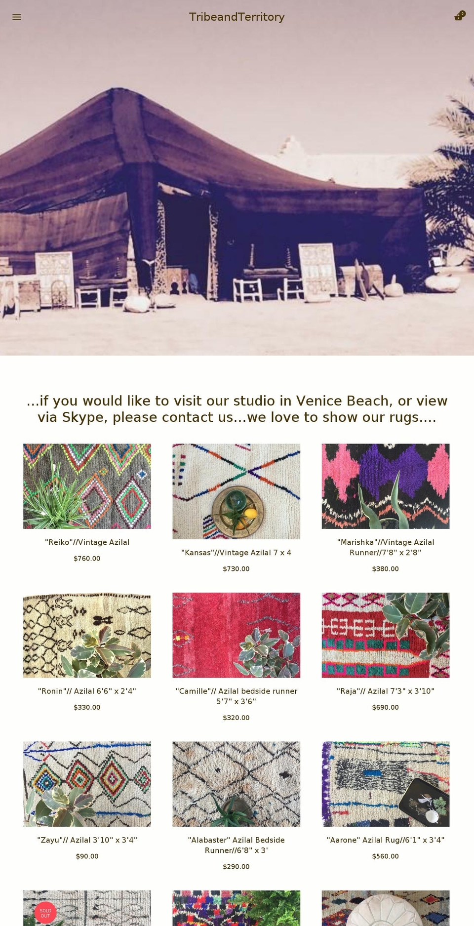 tribeandterritory.com — Shopify storefront screenshot