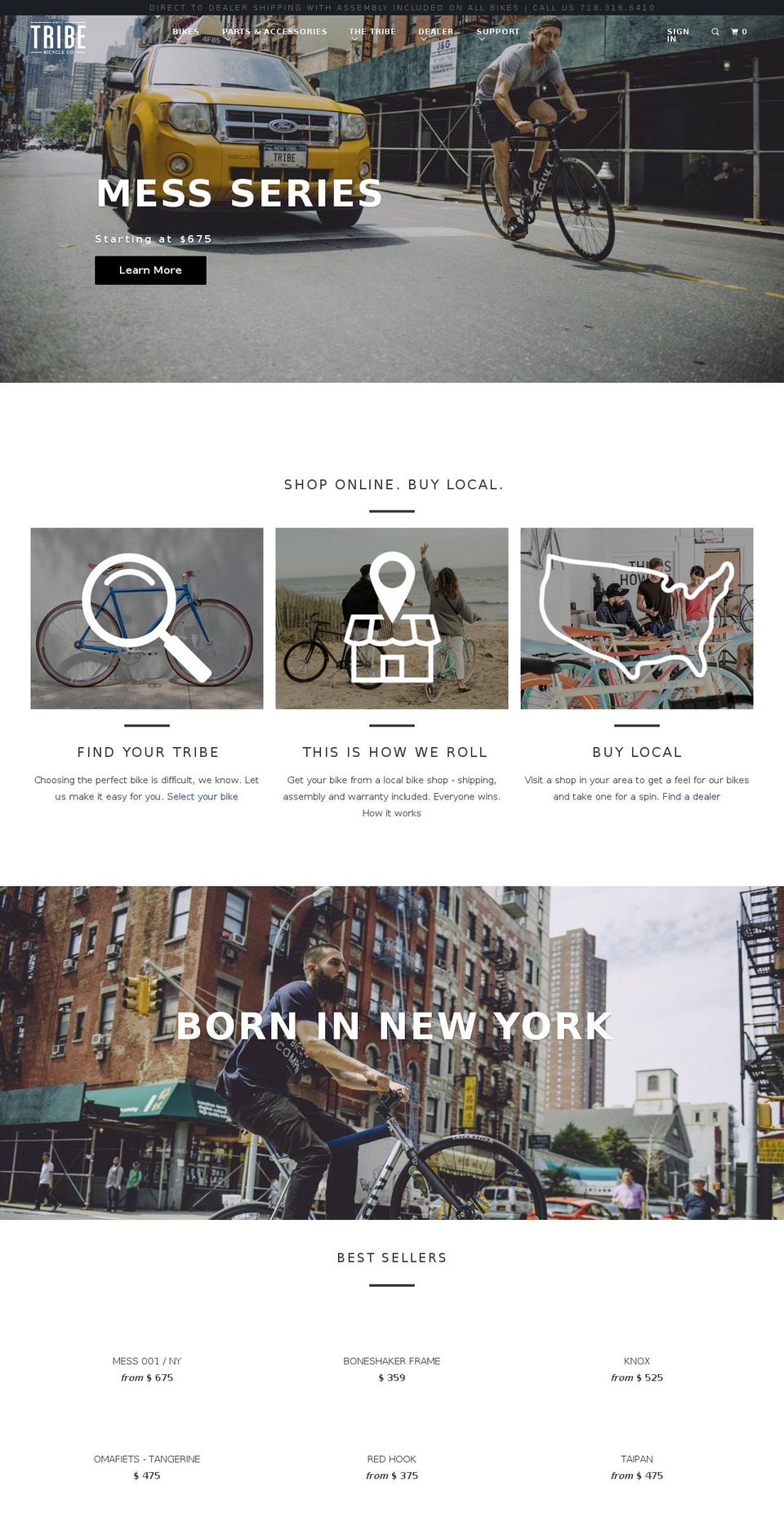 tribebicycleco.com shopify website screenshot