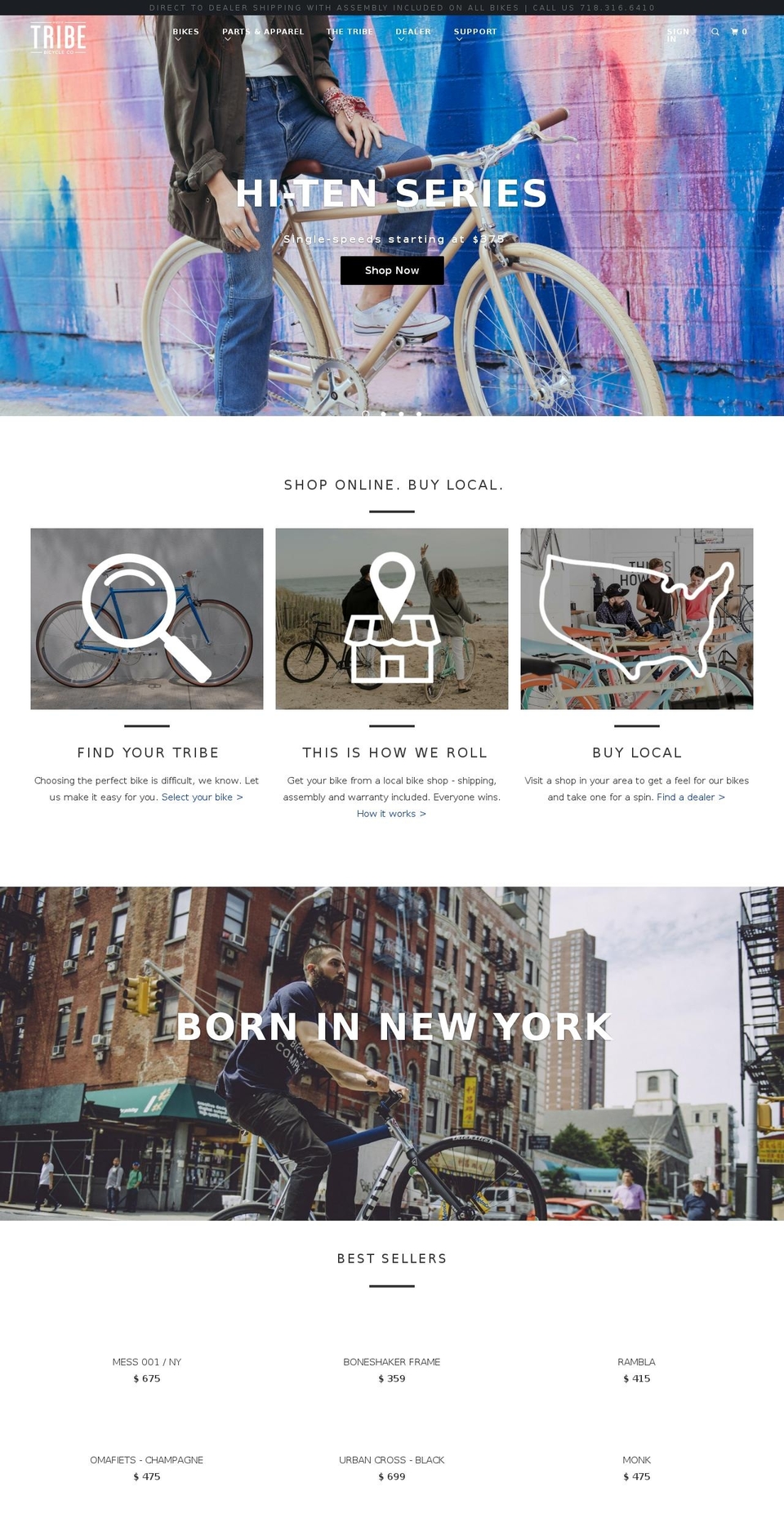 tribebicyclecompany.com — Shopify storefront screenshot
