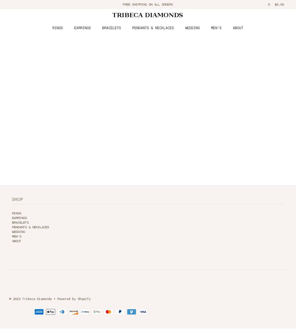 tribecadiamonds.com shopify website screenshot