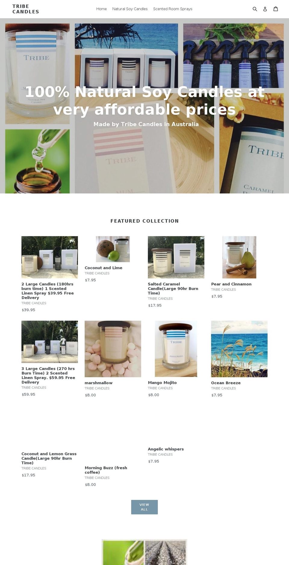 tribecandles.net shopify website screenshot