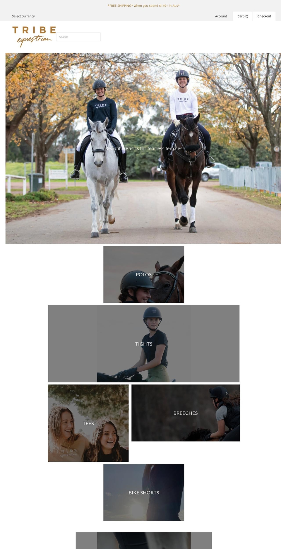 tribeequestrian.com — Shopify storefront screenshot