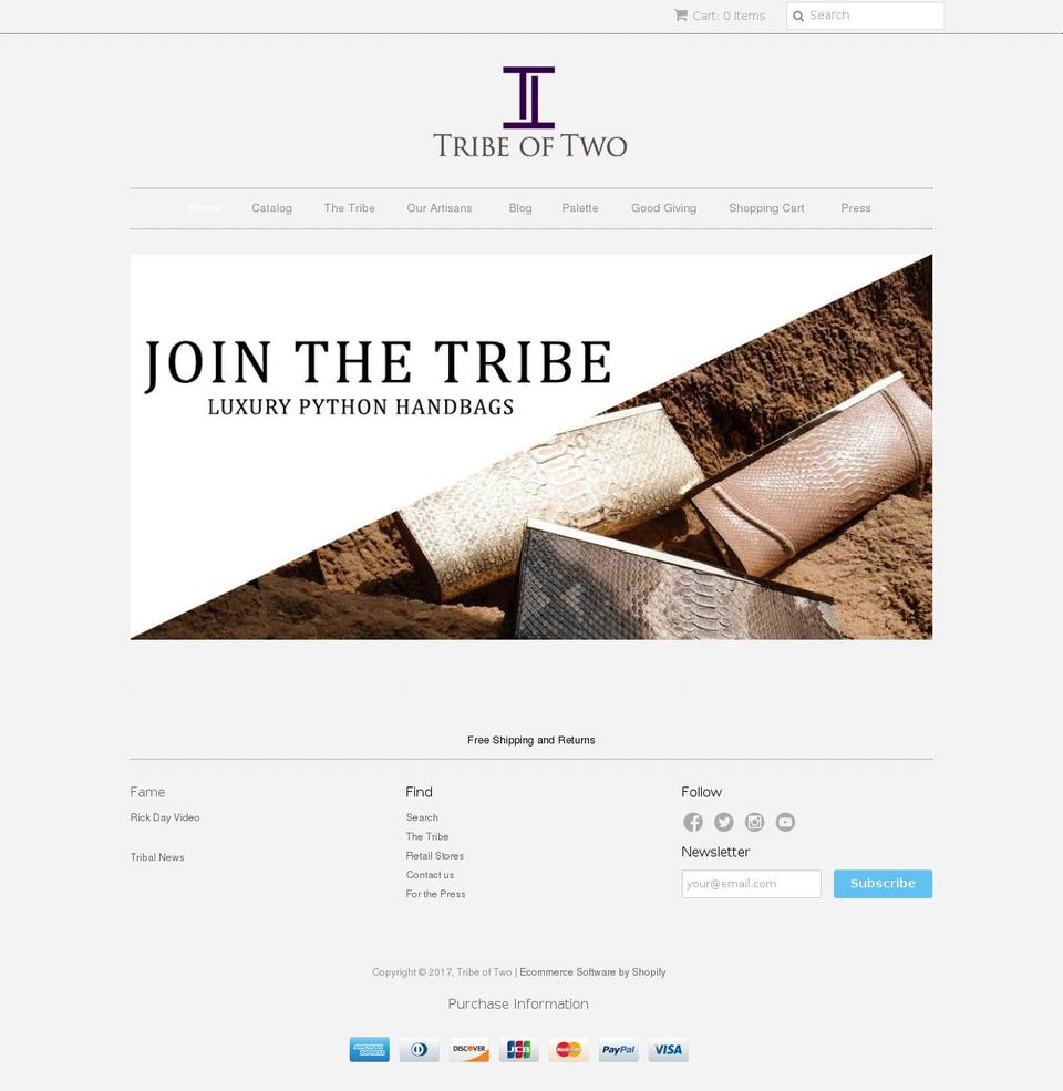 tribeoftwo.com shopify website screenshot