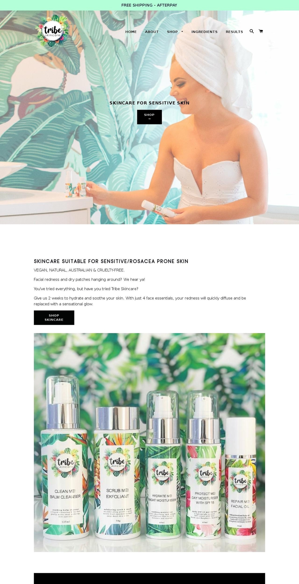 tribeskincare.com.au shopify website screenshot