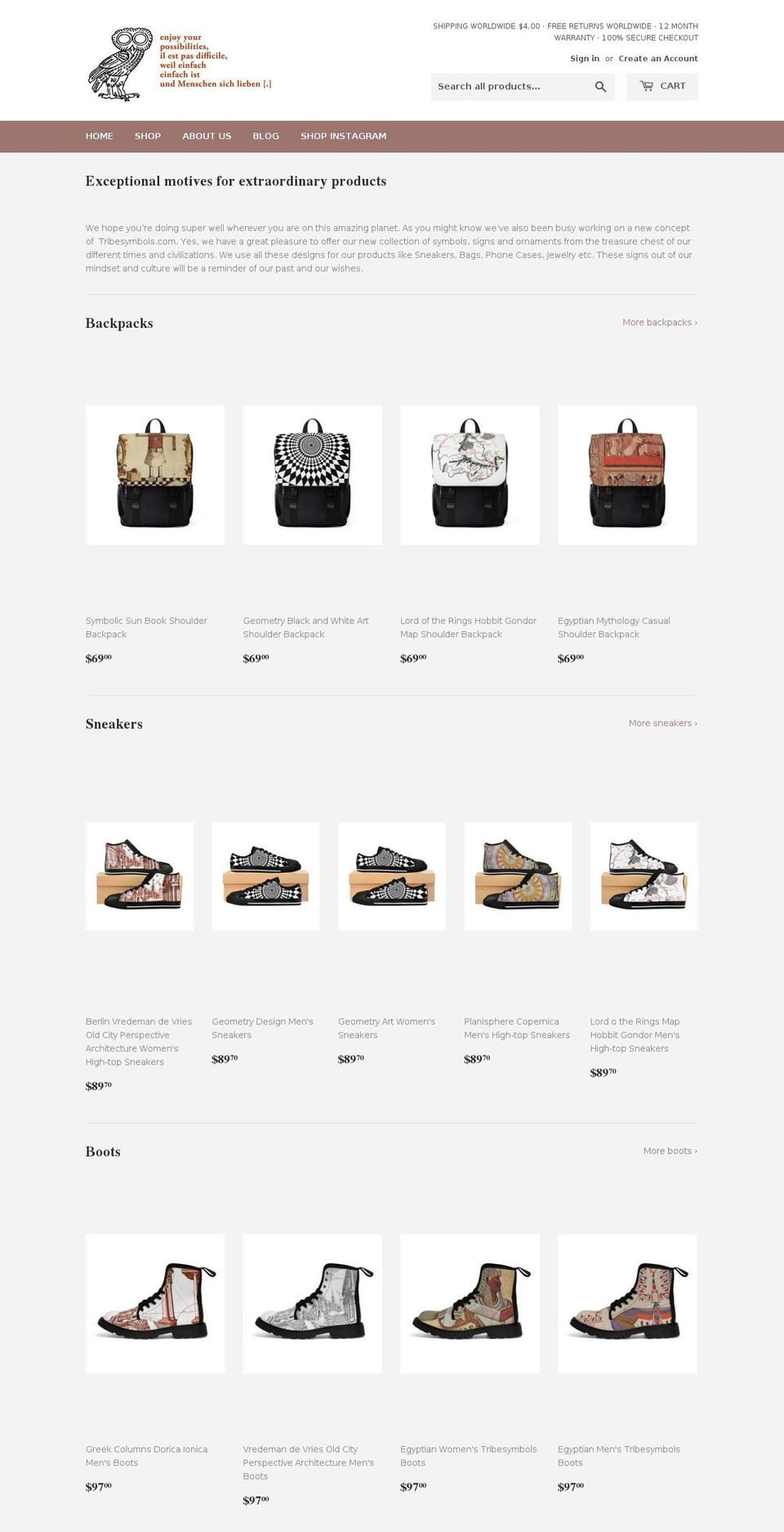 tribesymbols.com — Shopify storefront screenshot