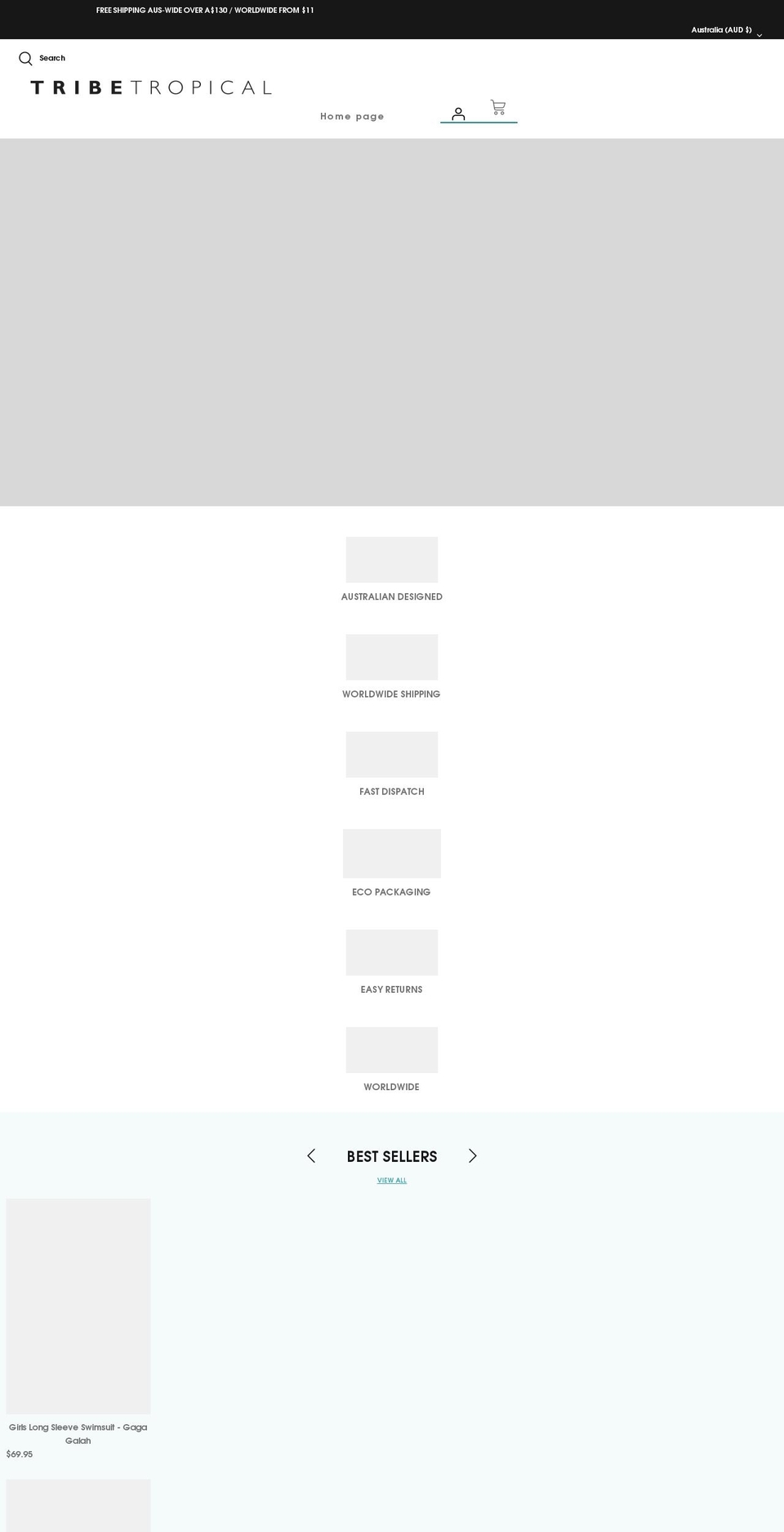 tribetropical.com shopify website screenshot