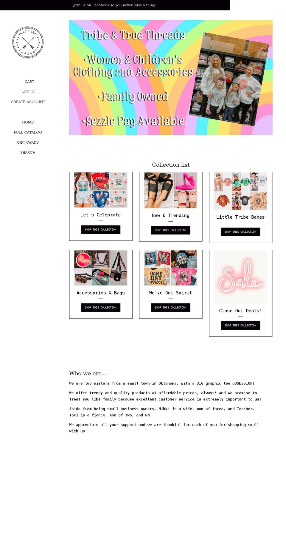 tribetruethreads.com shopify website screenshot