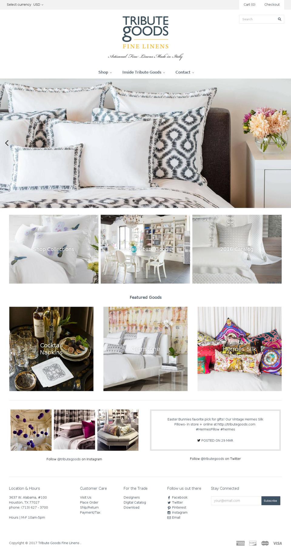 tributegoods.com shopify website screenshot