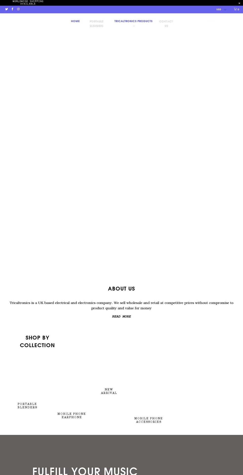 tricaltronics.com shopify website screenshot