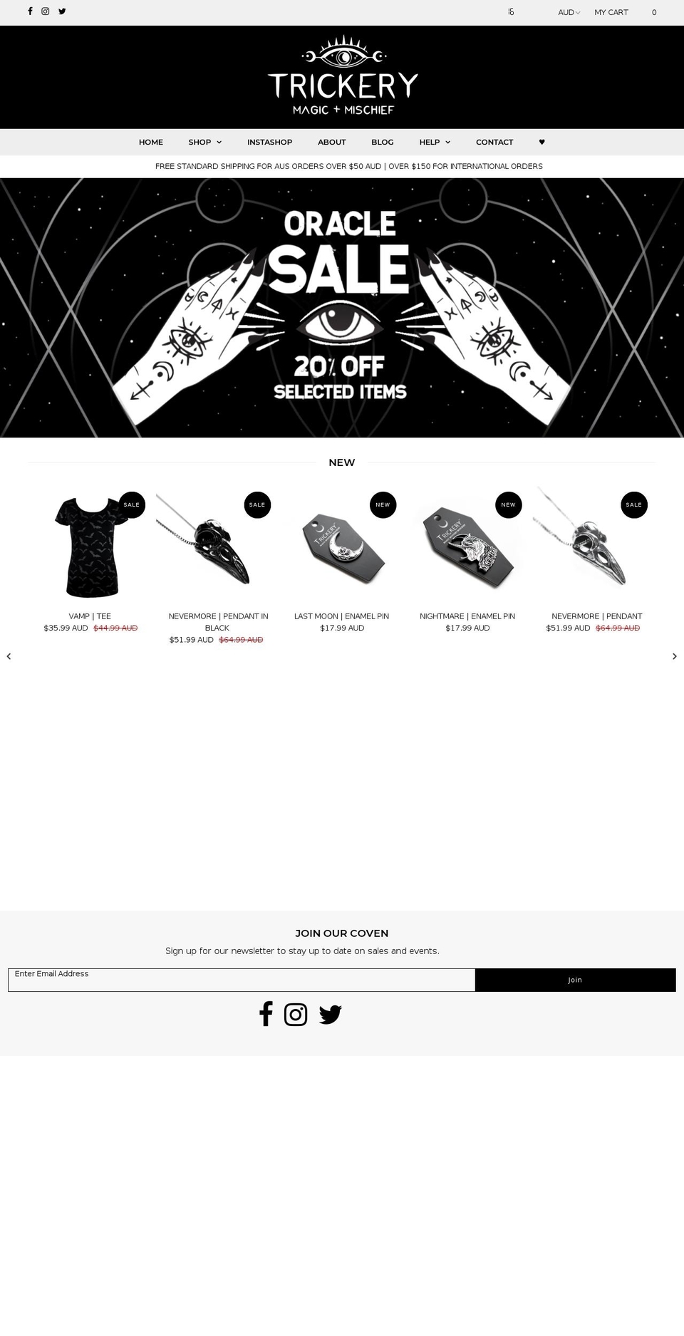trickery.com.au shopify website screenshot