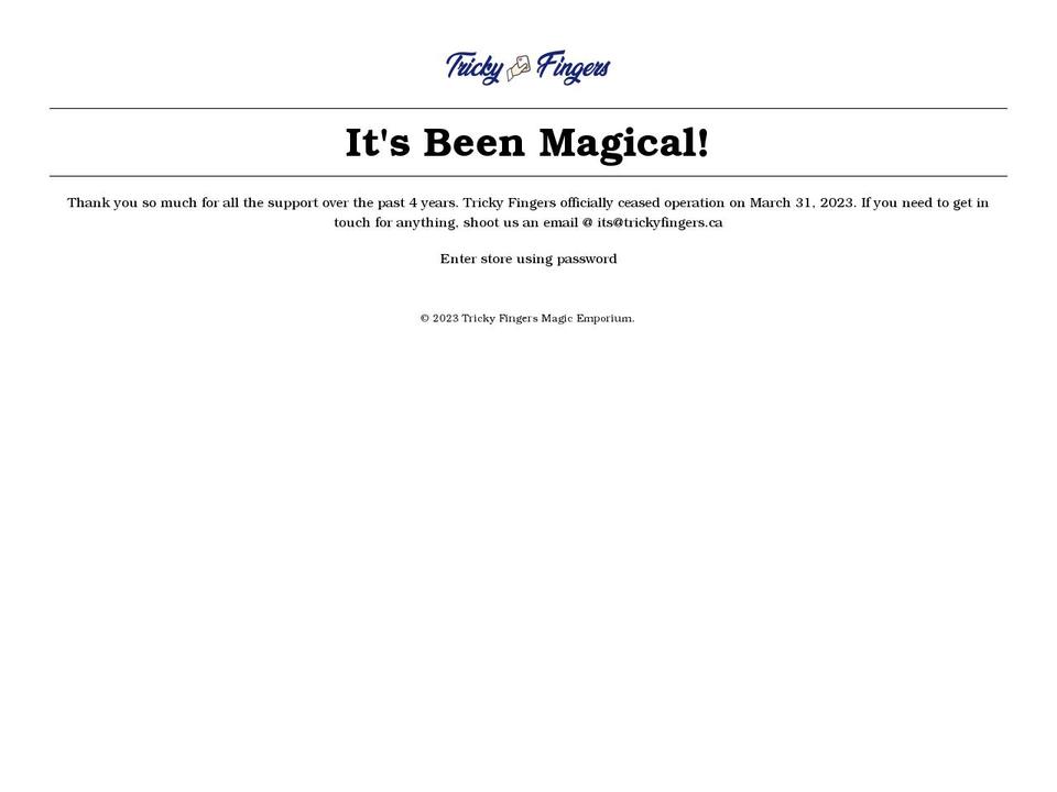 trickyfingers.ca shopify website screenshot