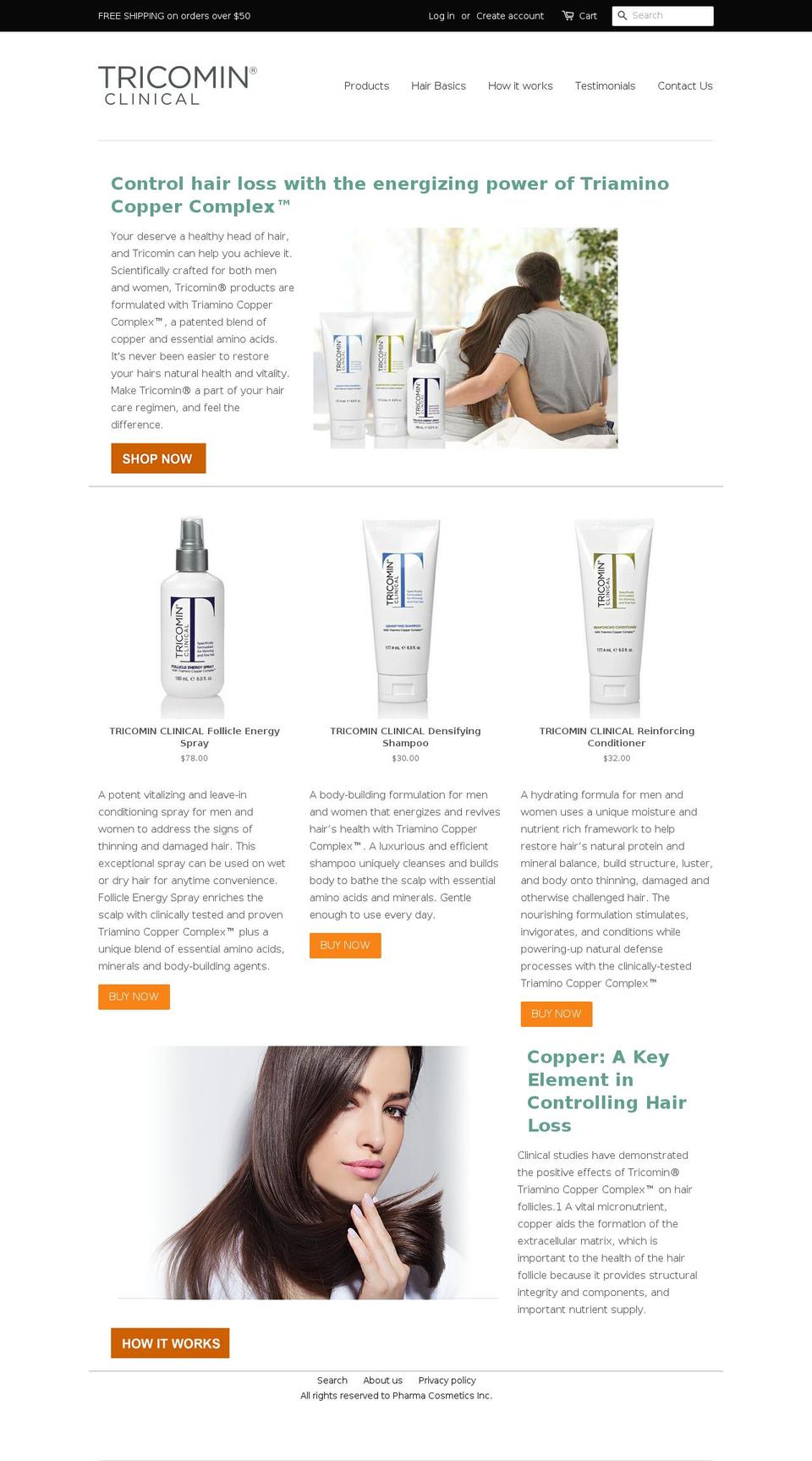 tricomin.com shopify website screenshot