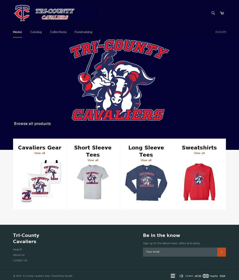 tricountycavaliersgear.com shopify website screenshot