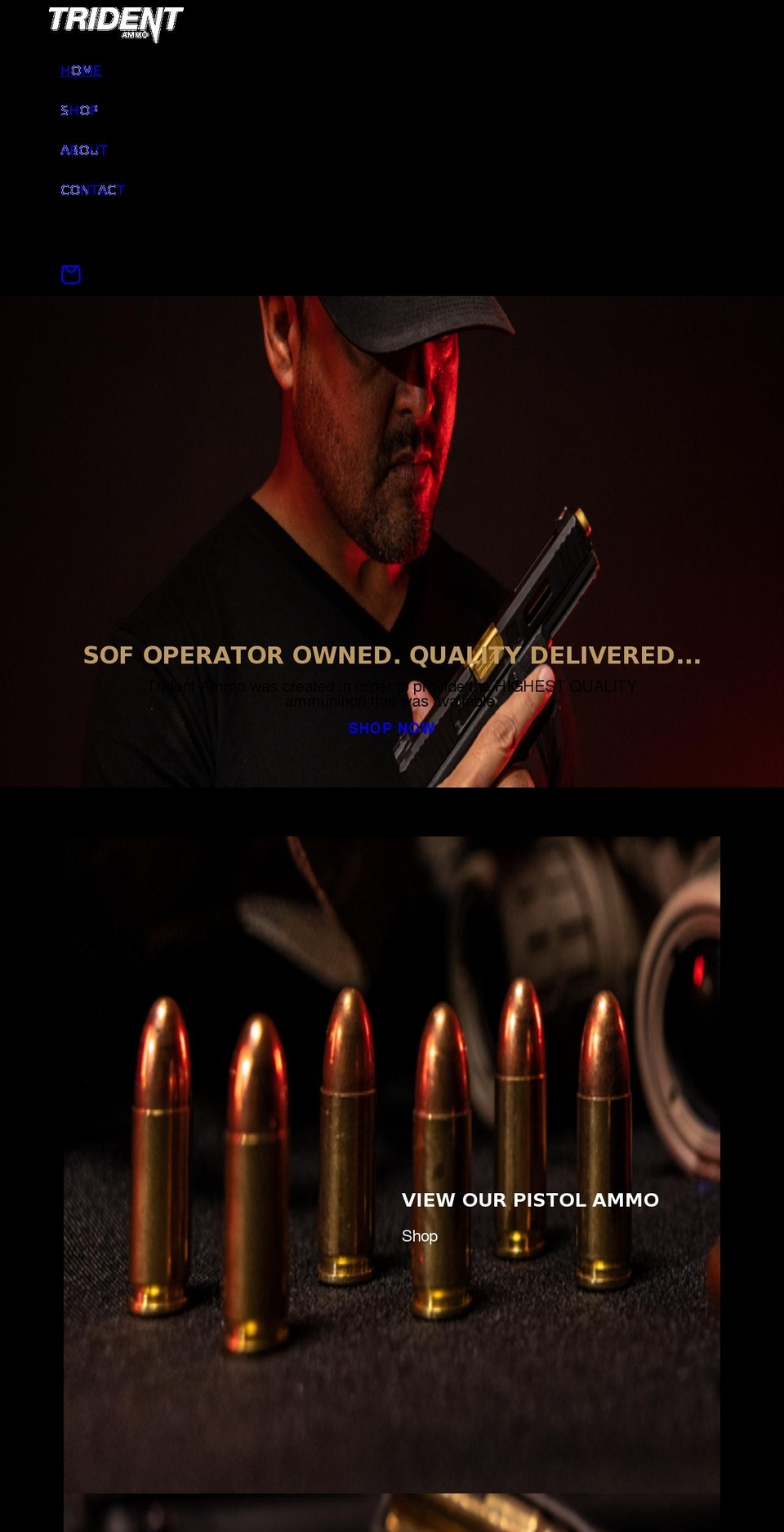 tridentammo.com shopify website screenshot
