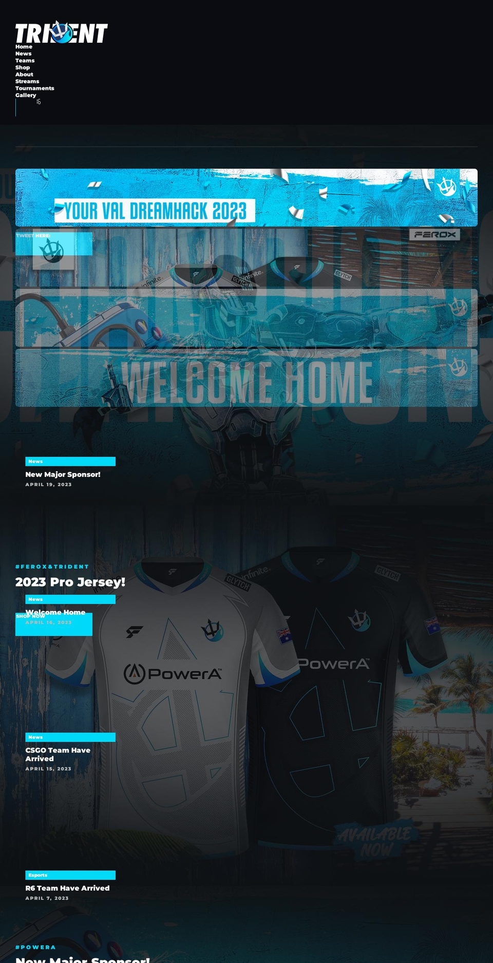 tridentesports.com shopify website screenshot