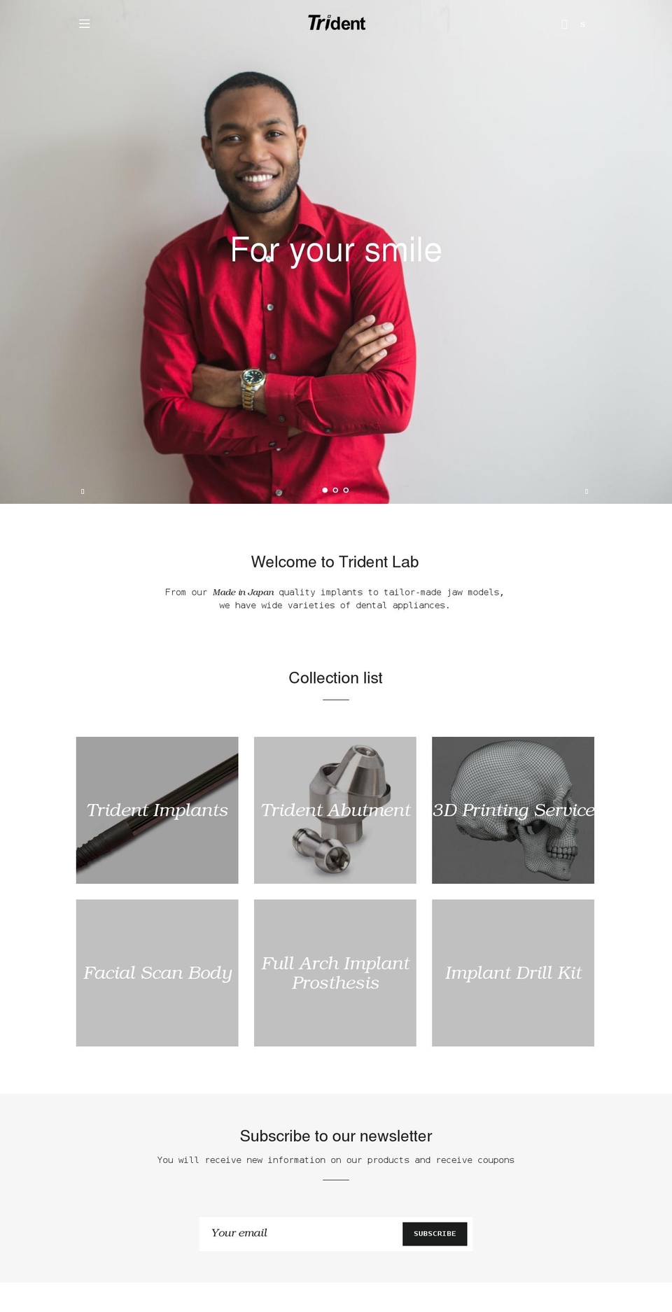 tridentlab.net shopify website screenshot