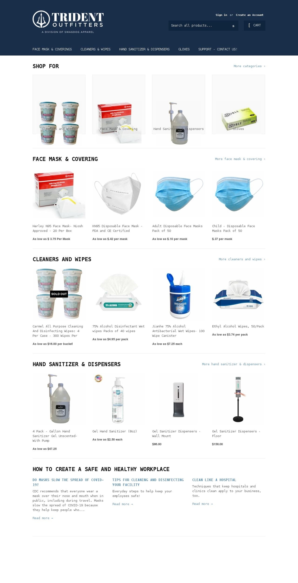 tridentoutfitters.com shopify website screenshot