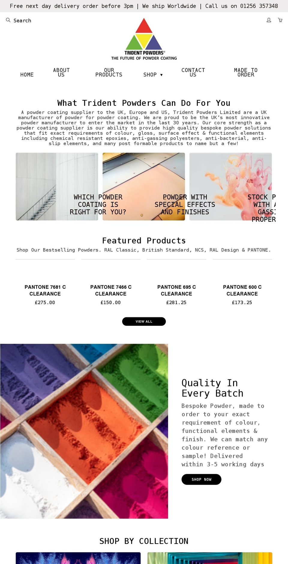 tridentpowders.com shopify website screenshot