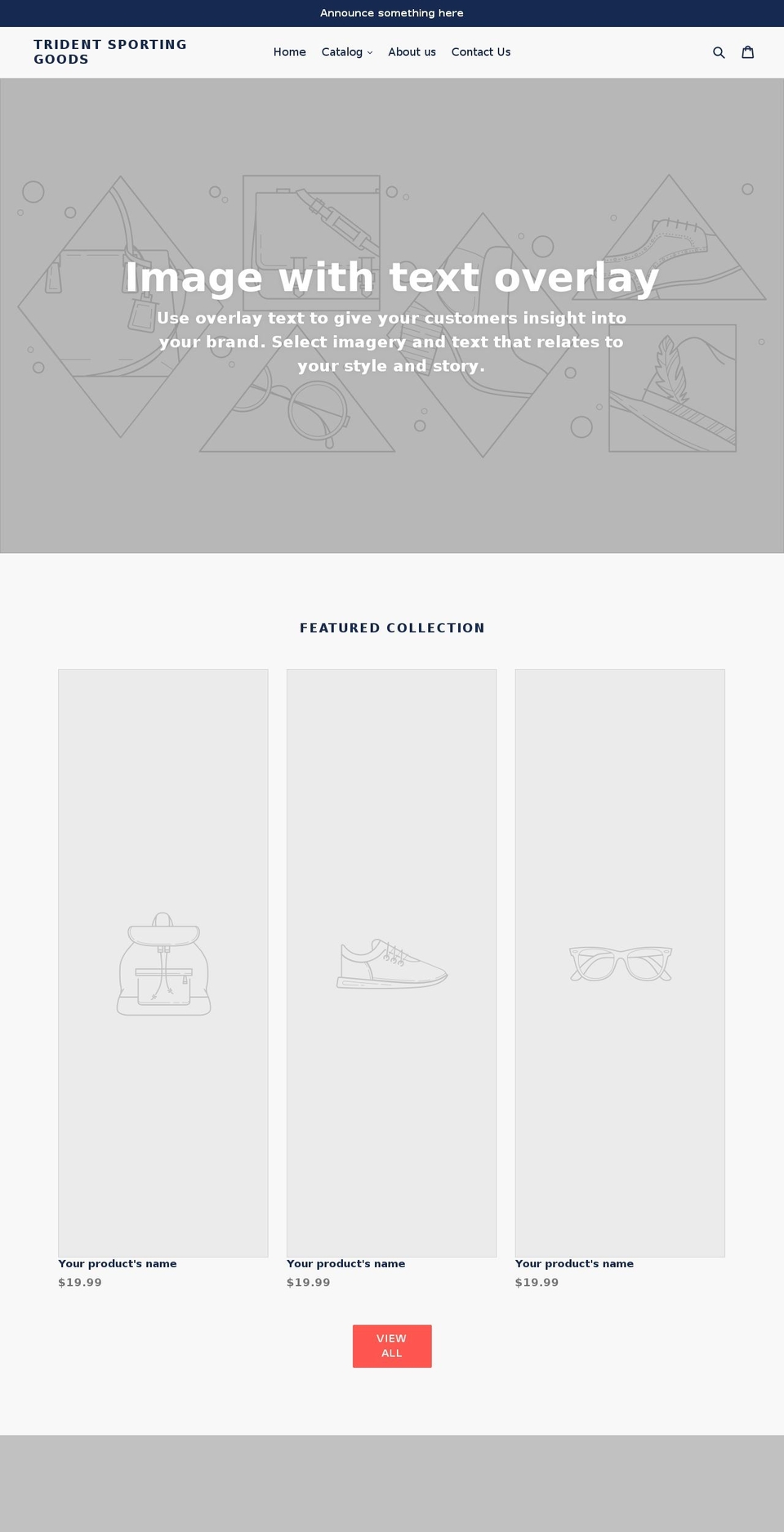 tridentsportinggoods.com shopify website screenshot