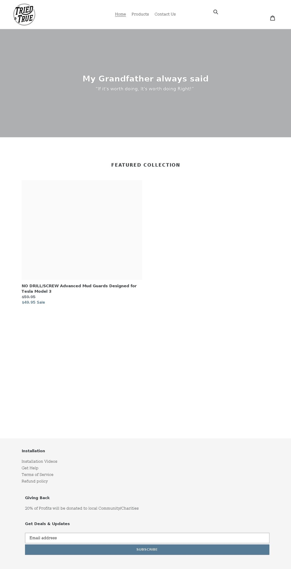 triedandtrue.com shopify website screenshot