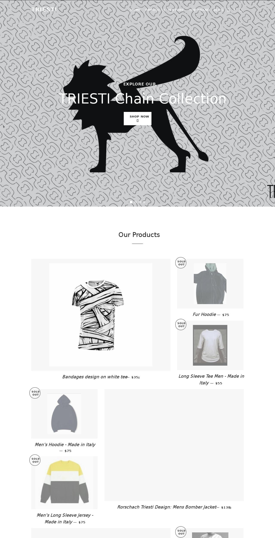 triesti.com shopify website screenshot