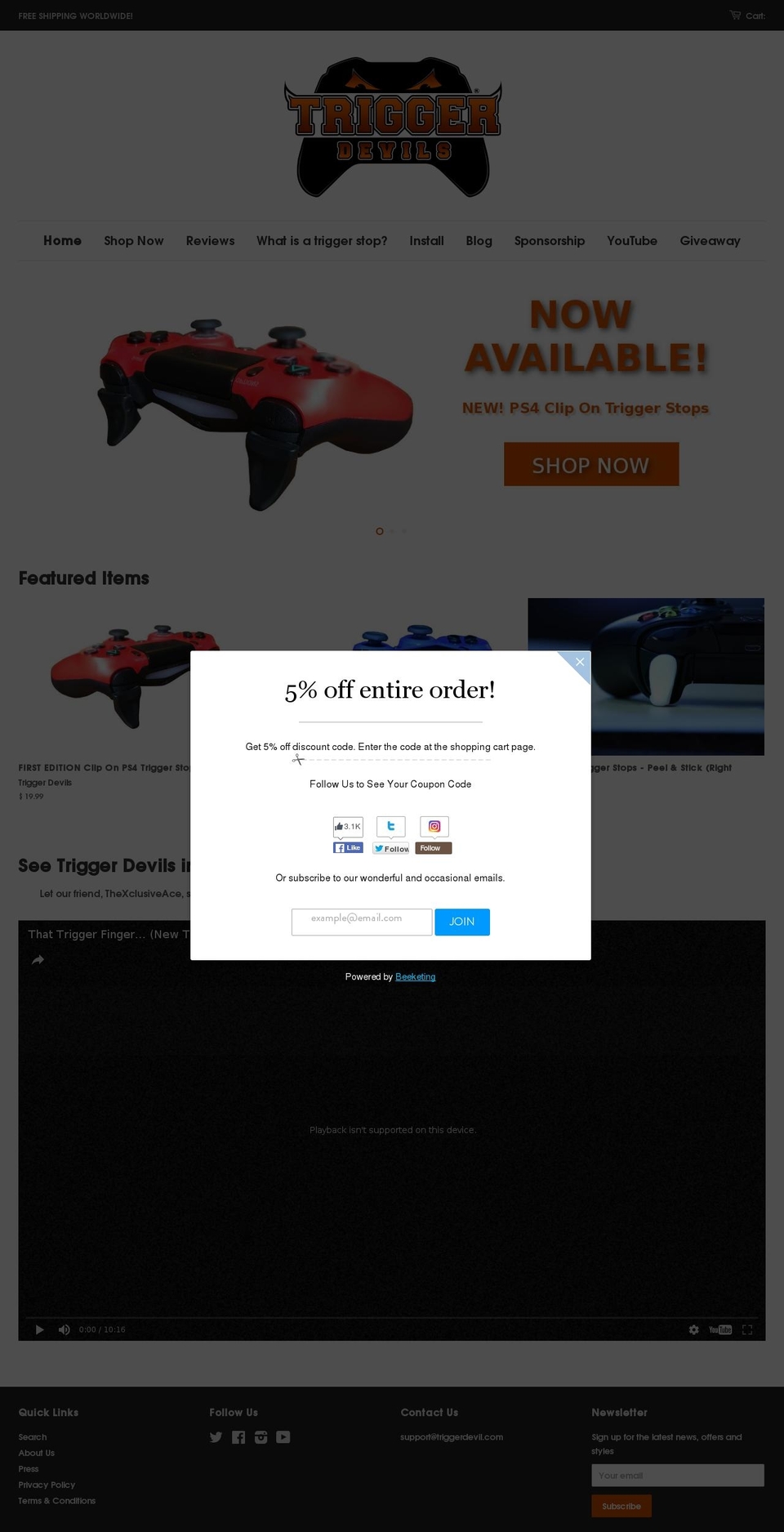 triggerdevil.com shopify website screenshot