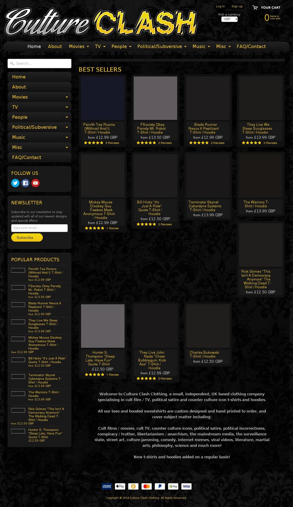 triggerhappytshirts.com — Shopify storefront screenshot
