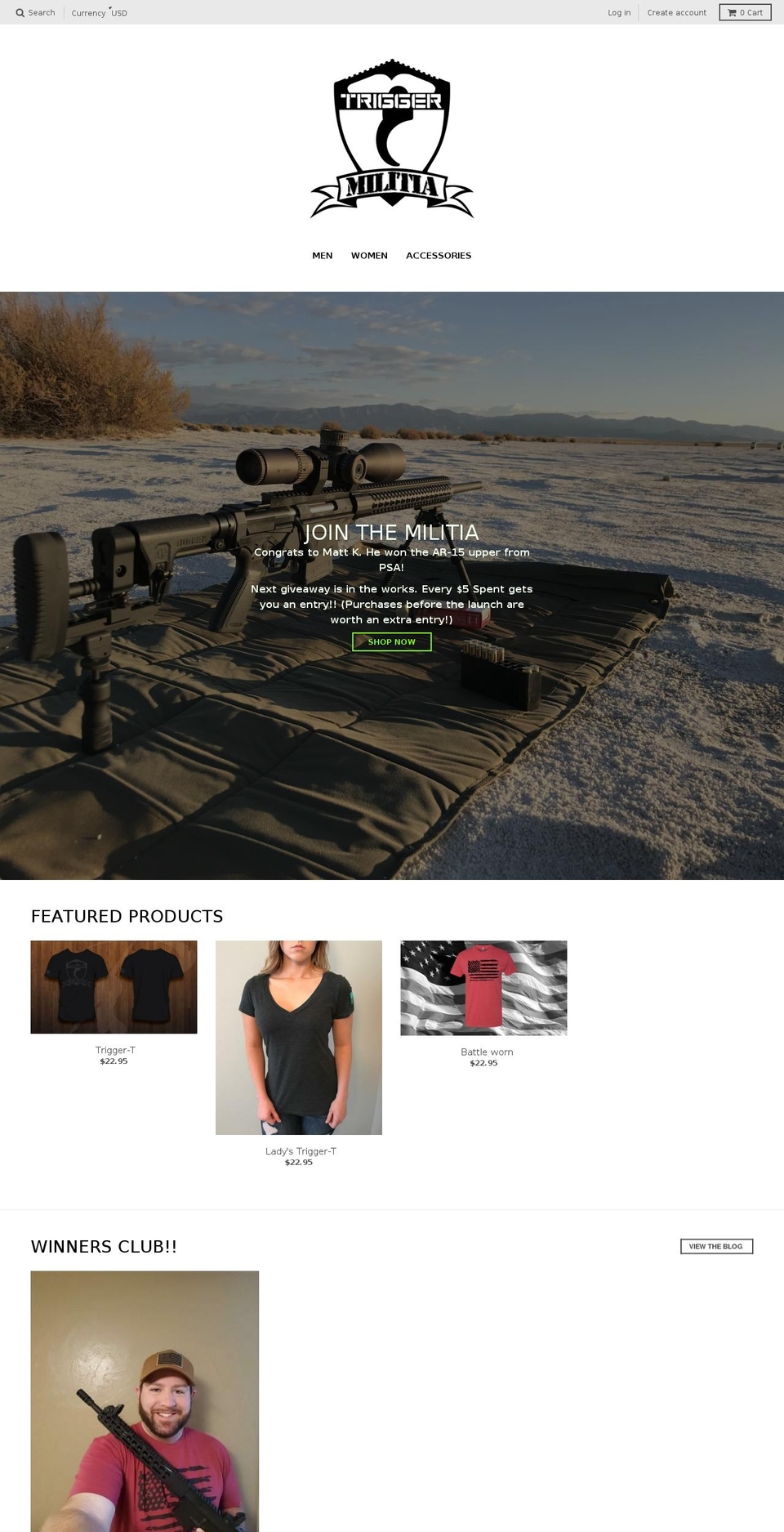 triggermilitia.com — Shopify storefront screenshot