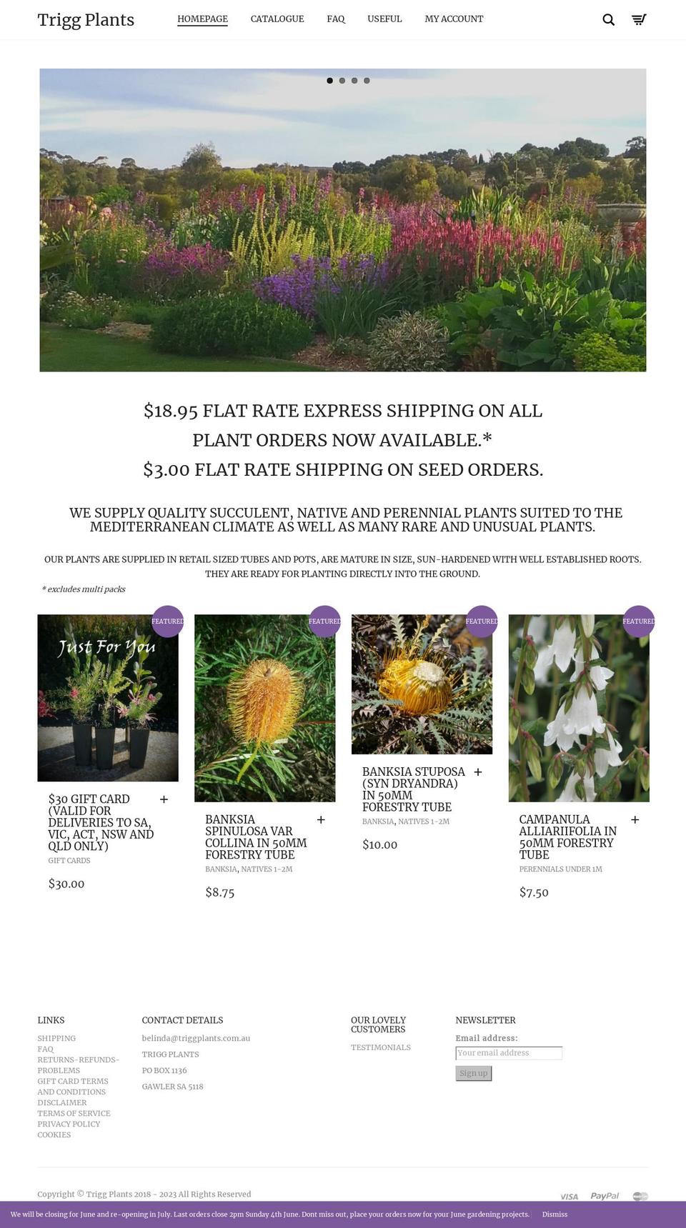 triggplants.com.au shopify website screenshot