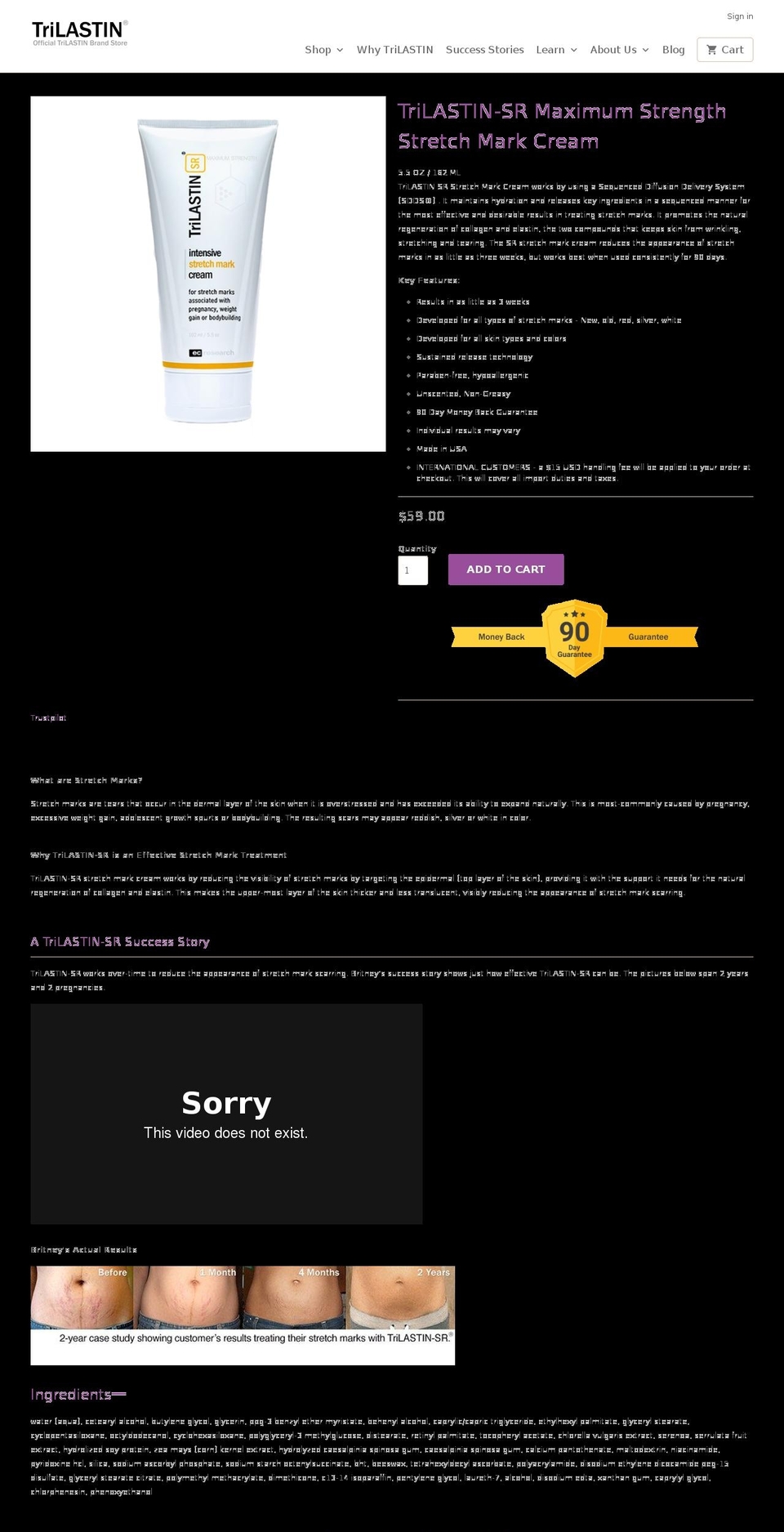 trilastinreviews.com — Shopify storefront screenshot