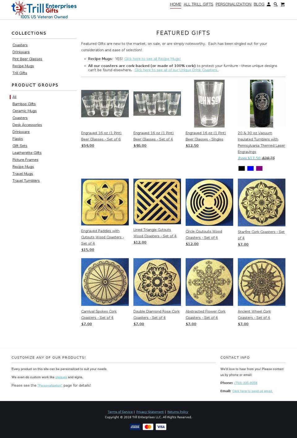 trillaserengraving.com — Shopify storefront screenshot