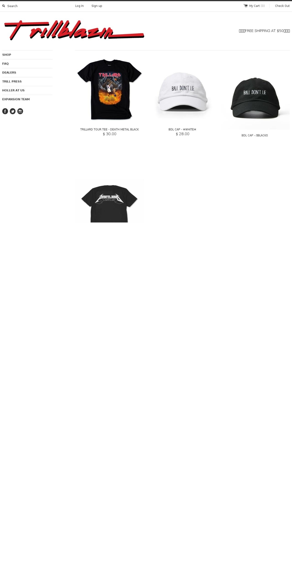 trillblazin.com shopify website screenshot