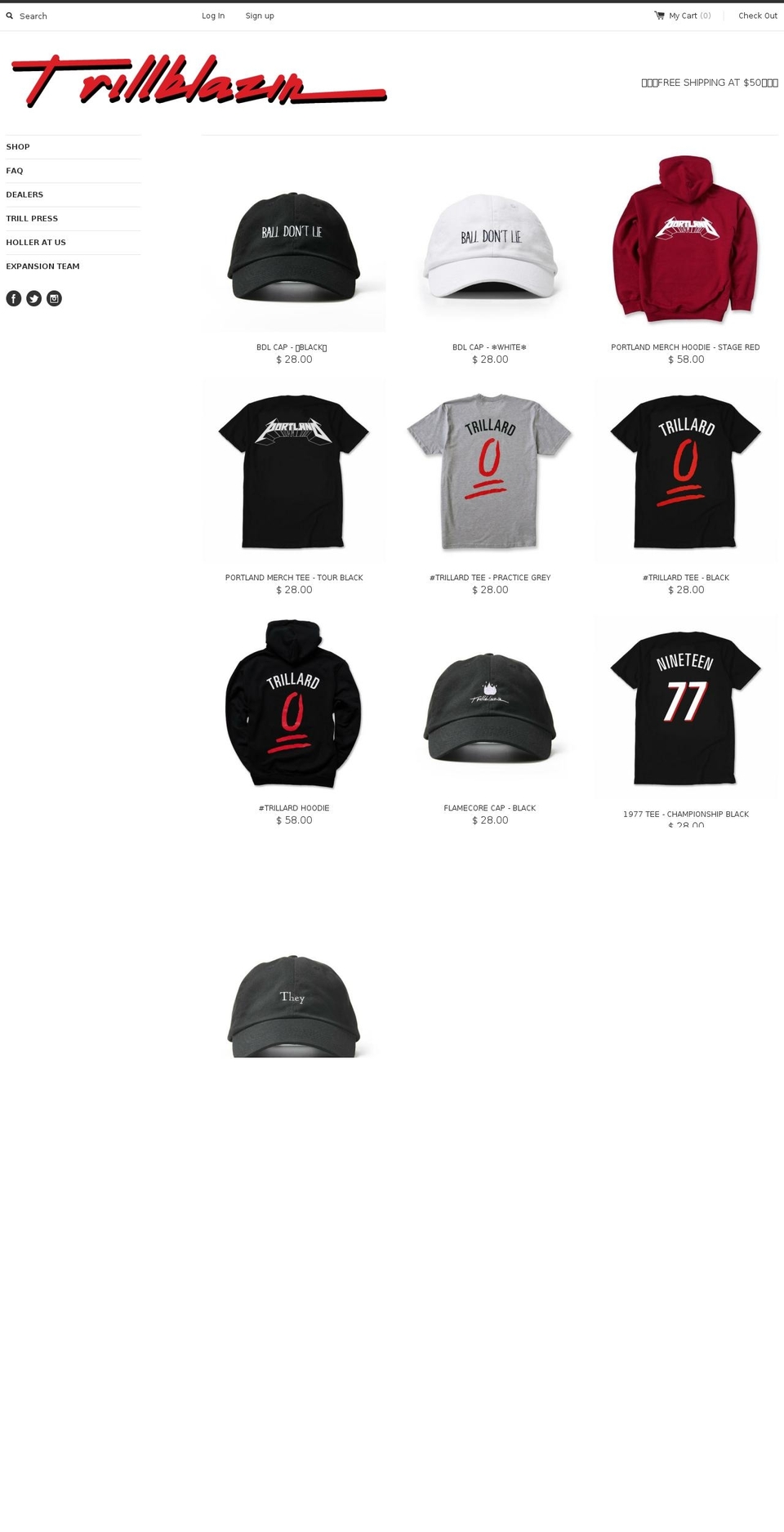 trillblazin.net shopify website screenshot