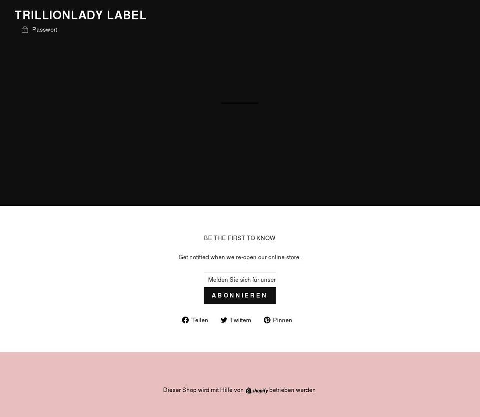 trillionlady.de shopify website screenshot