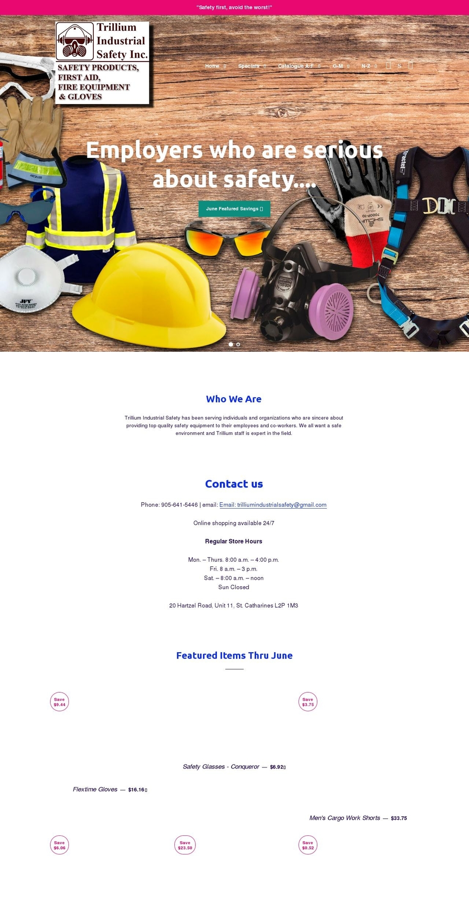 trilliumindustrialsafety.com shopify website screenshot