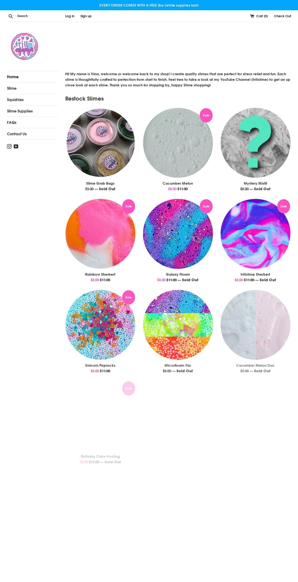 trillslimeshop.com shopify website screenshot