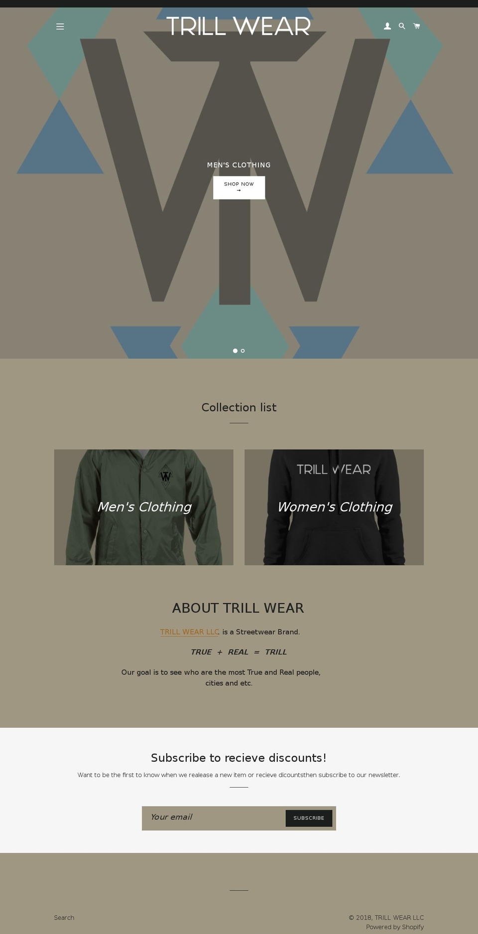 trillwear.com — Shopify storefront screenshot