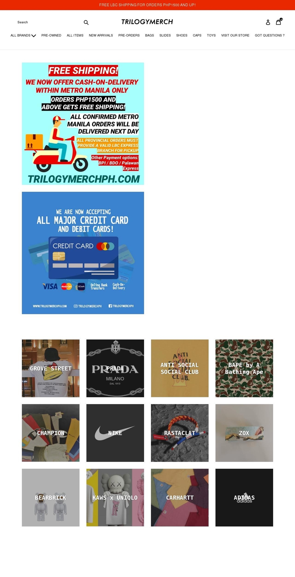 trilogymerchph.com — Shopify storefront screenshot