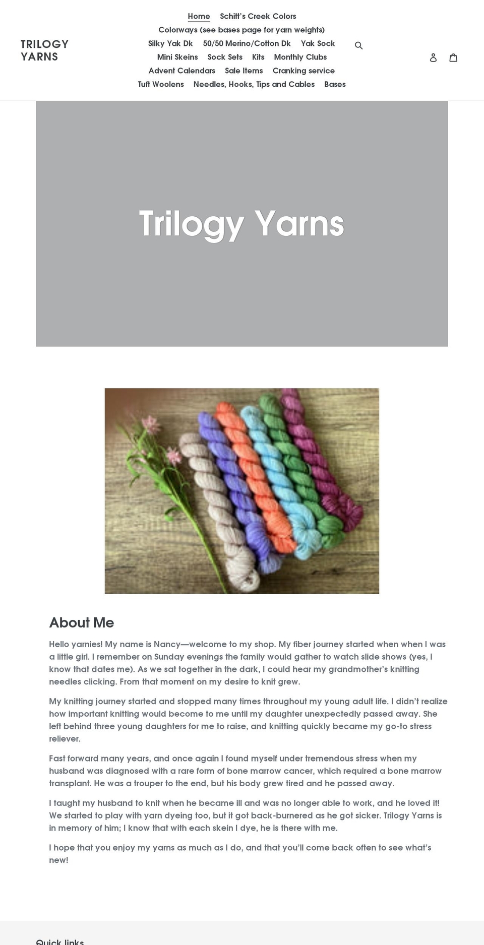 trilogyyarn.com shopify website screenshot