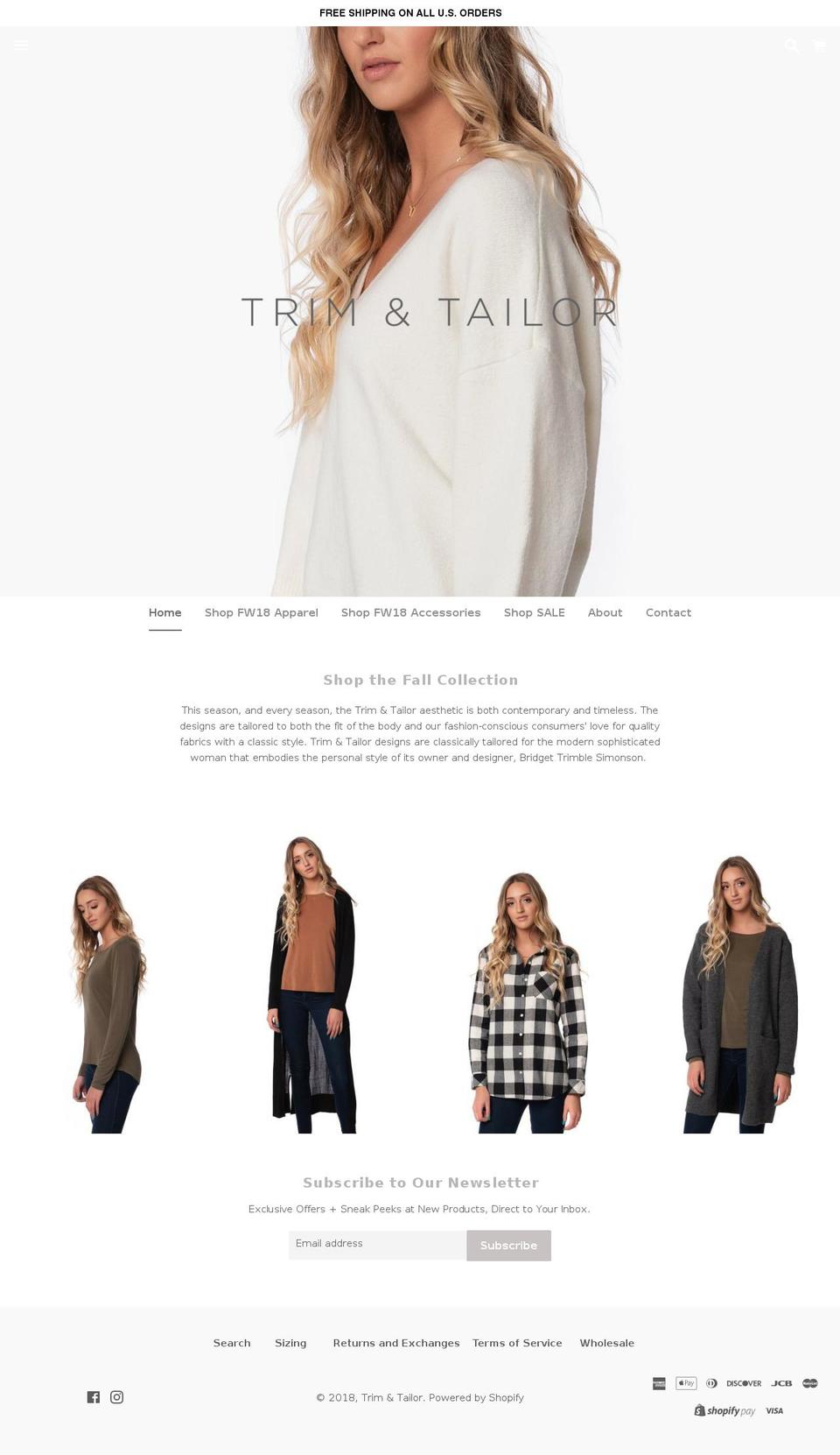 trimandtailor.com shopify website screenshot