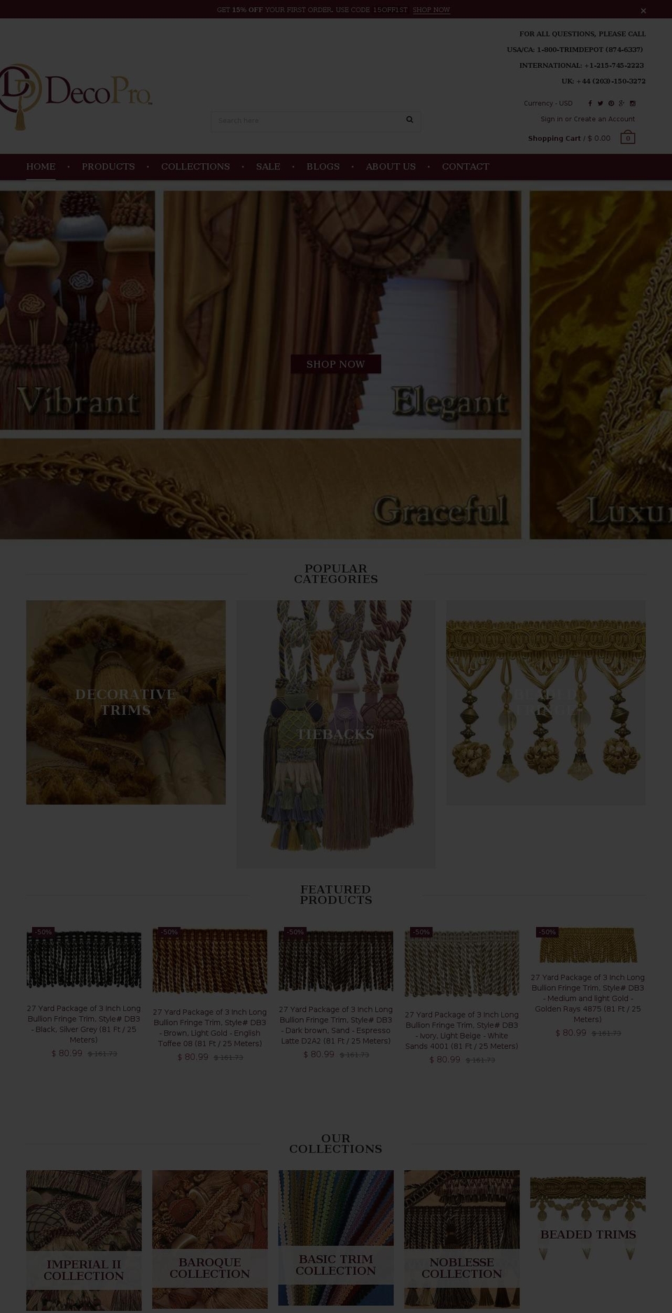 trimdepot.com shopify website screenshot