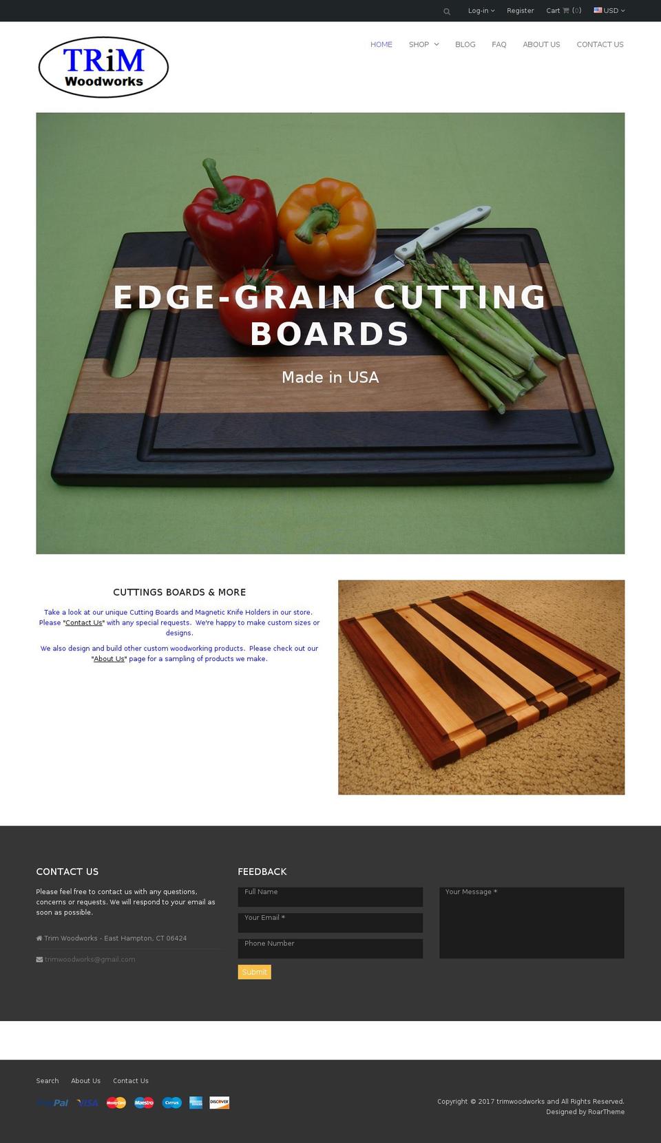 QUEEN Shopify theme site example trimwoodworks.com