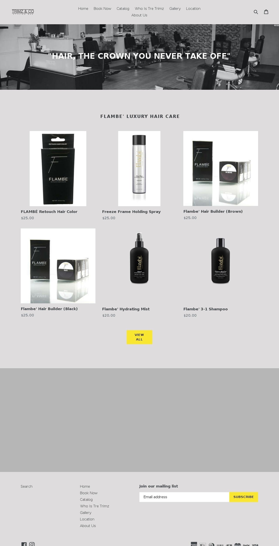 trimzandcostylingbar.com — Shopify storefront screenshot