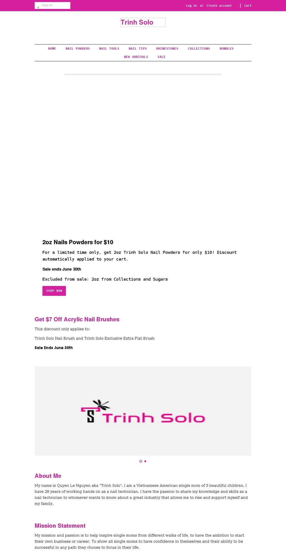 trinhsolo.com shopify website screenshot