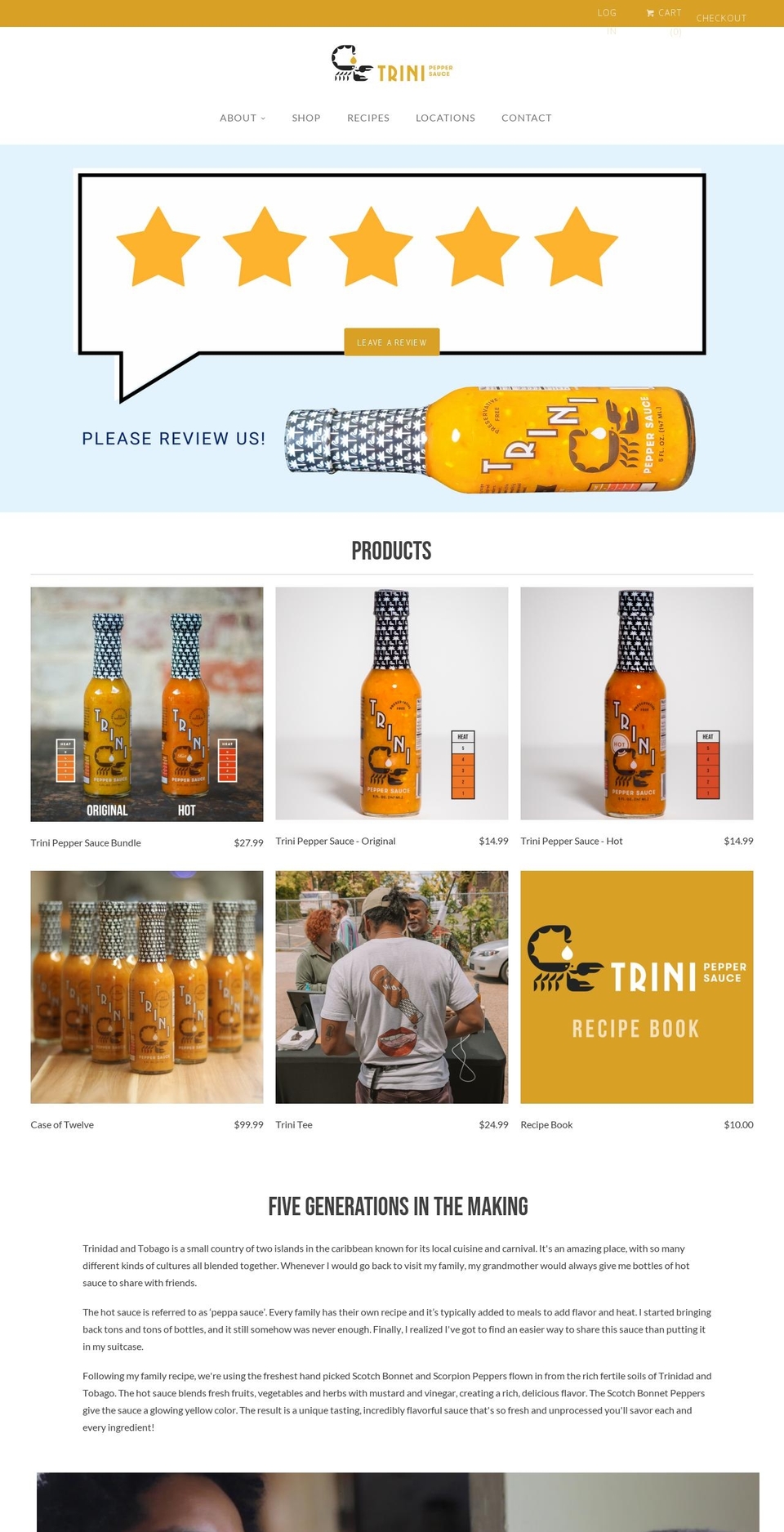 trinipeppersauce.com shopify website screenshot