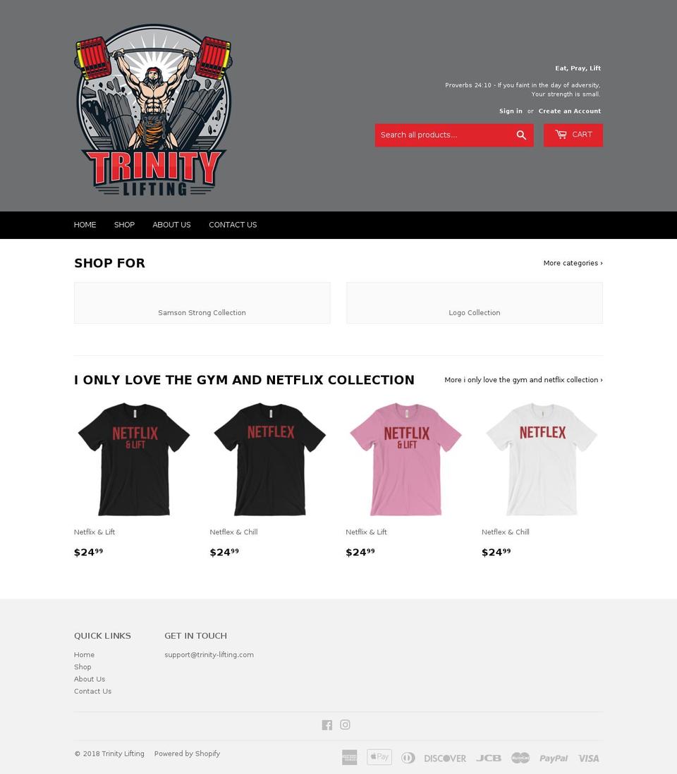 trinity-lifting.com — Shopify storefront screenshot